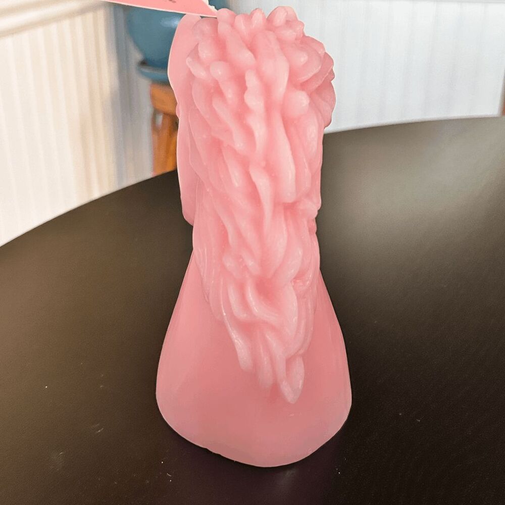 Luminous Horse/Unicorn Pink Head Candle, Handmade Soy Wax Fragrance Free Candle - Picture 3 of 5